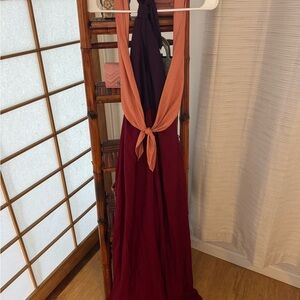 Elegant Multicolor Halter Dress